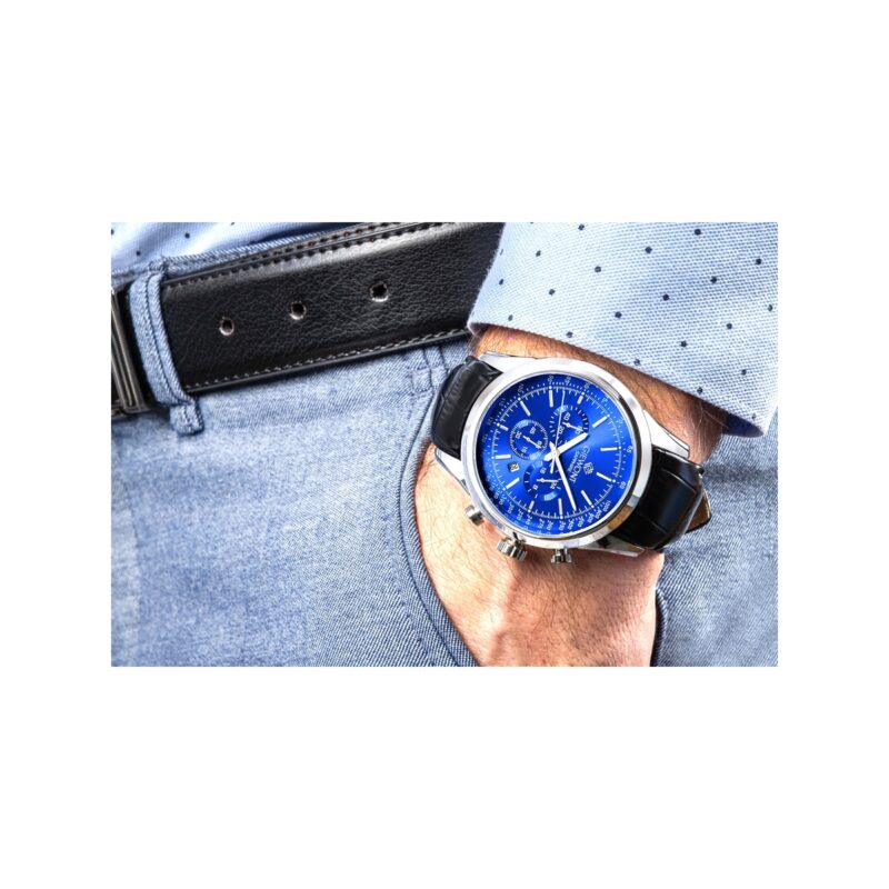 Zegarek Męski Giewont Chronograph Sapphire Srebrno Niebieski GW7650-A3