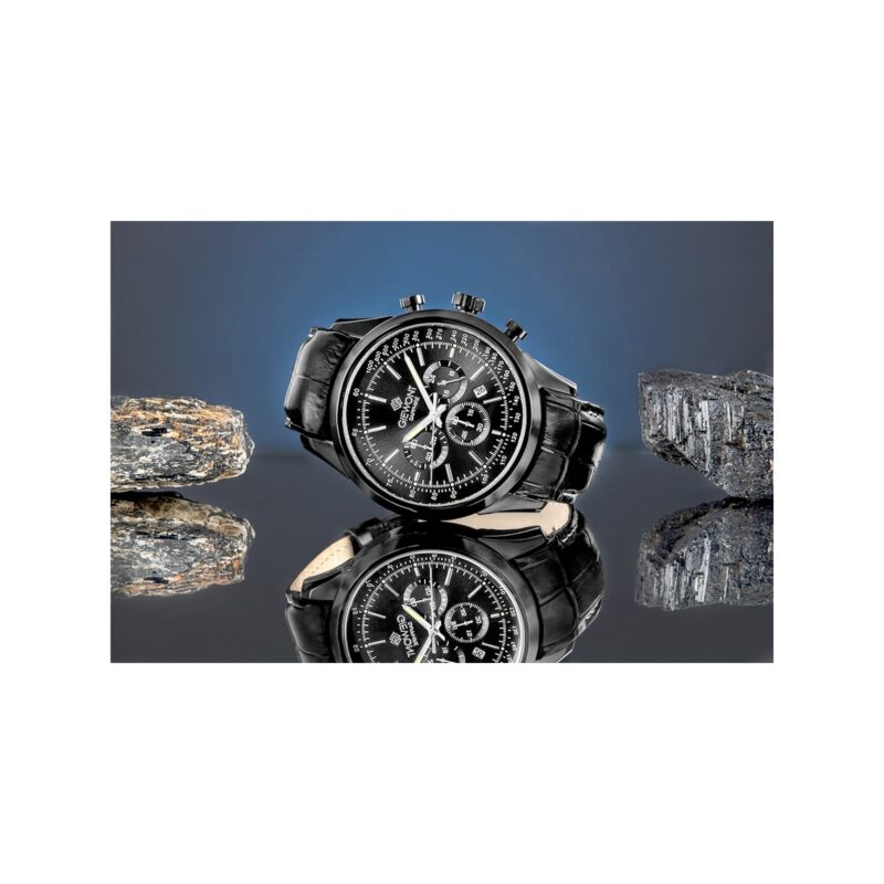 Zegarek Męski Giewont Chronograph Sapphire Czarny GW7650-A4