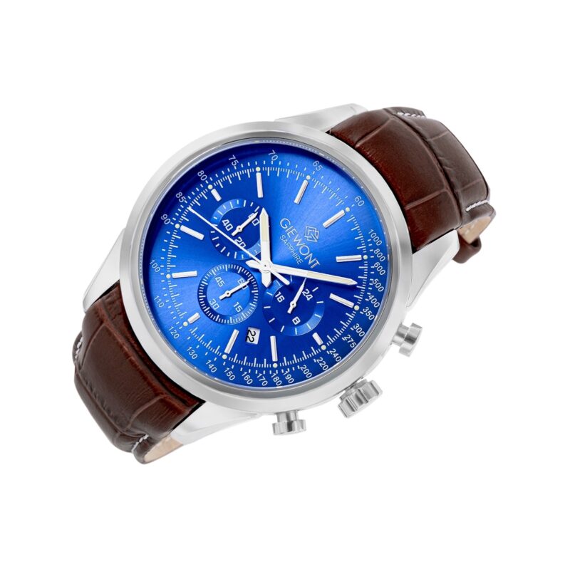 Zegarek Męski Giewont Chronograph Sapphire Srebrno Niebieski GW7650-A5