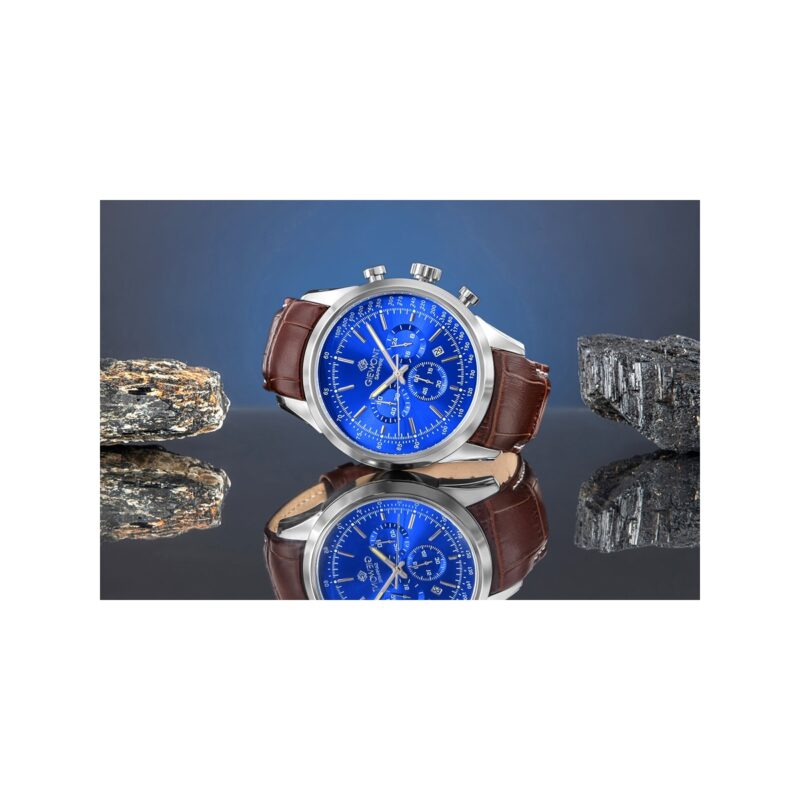 Zegarek Męski Giewont Chronograph Sapphire Srebrno Niebieski GW7650-A5