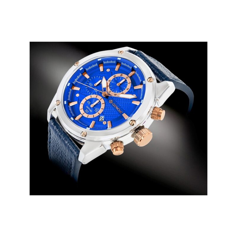 Zegarek Męski Giewont Chronograph Sapphire Srebrno Niebieski GW8810-A2