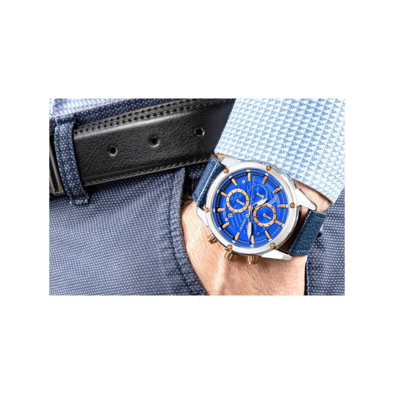Zegarek Męski Giewont Chronograph Sapphire Srebrno Niebieski GW8810-A2