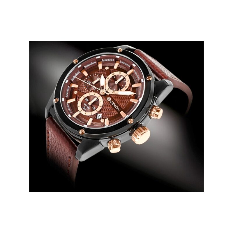Zegarek Męski Giewont Chronograph Sapphire Czarno Brązowy GW8810-A3