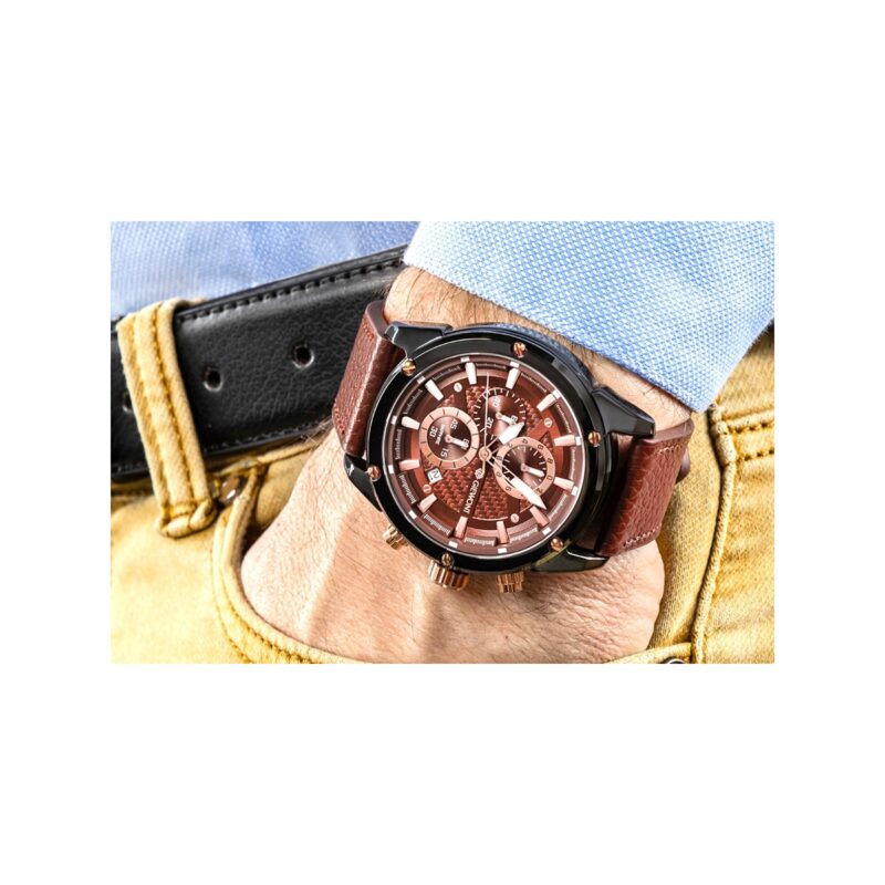 Zegarek Męski Giewont Chronograph Sapphire Czarno Brązowy GW8810-A3