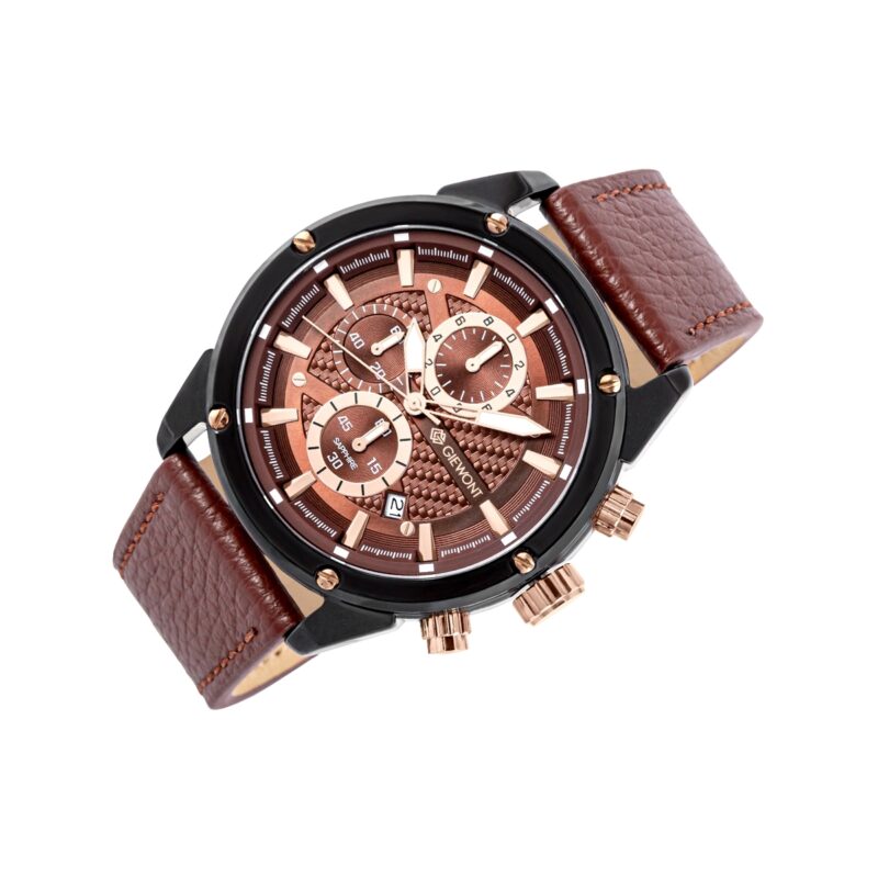 Zegarek Męski Giewont Chronograph Sapphire Czarno Brązowy GW8810-A3