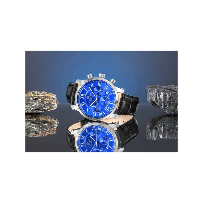 Zegarek Męski Giewont Chronograph Sapphire Srebrno Niebieski GW6260-A4