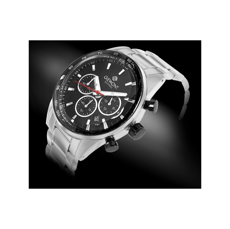 Zegarek Męski Giewont Chronograph Sapphire Srebrno Czarny GW9140-B1