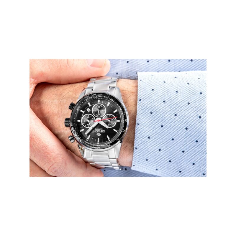 Zegarek Męski Giewont Chronograph Sapphire Srebrno Czarny GW9140-B1