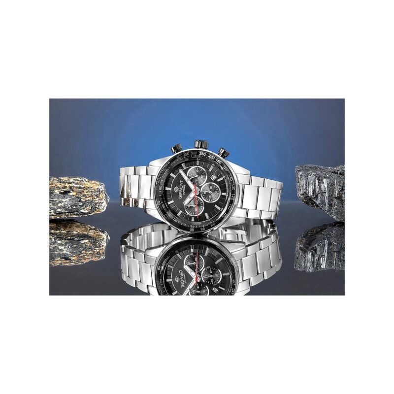 Zegarek Męski Giewont Chronograph Sapphire Srebrno Czarny GW9140-B1