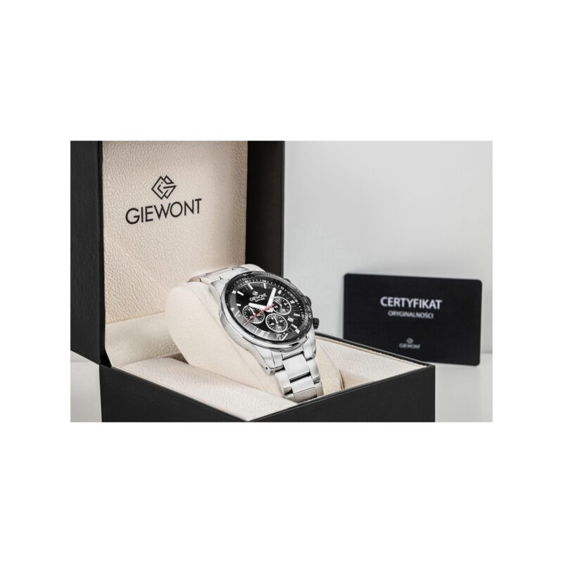 Zegarek Męski Giewont Chronograph Sapphire Srebrno Czarny GW9140-B1