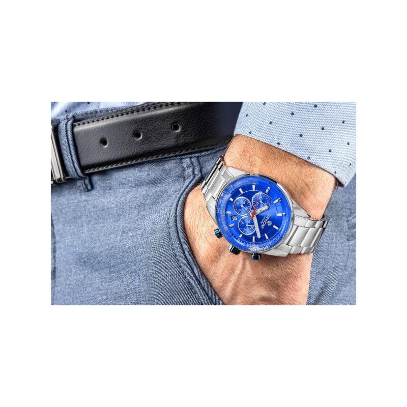 Zegarek Męski Giewont Chronograph Sapphire Srebrno Niebieski GW9140-B3