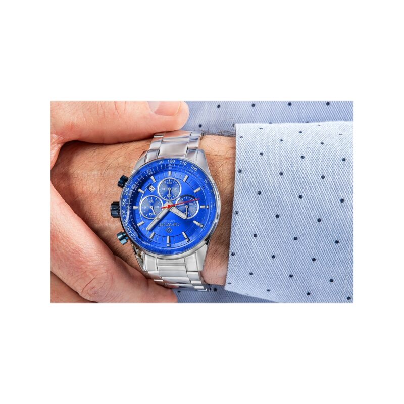 Zegarek Męski Giewont Chronograph Sapphire Srebrno Niebieski GW9140-B3