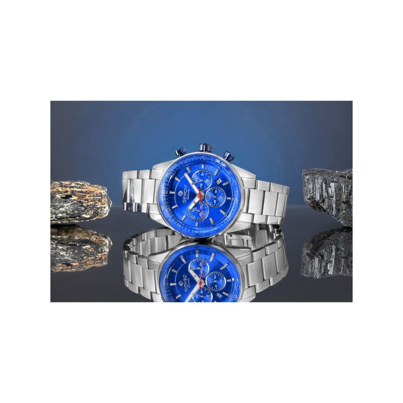 Zegarek Męski Giewont Chronograph Sapphire Srebrno Niebieski GW9140-B3