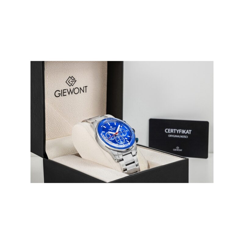 Zegarek Męski Giewont Chronograph Sapphire Srebrno Niebieski GW9140-B3