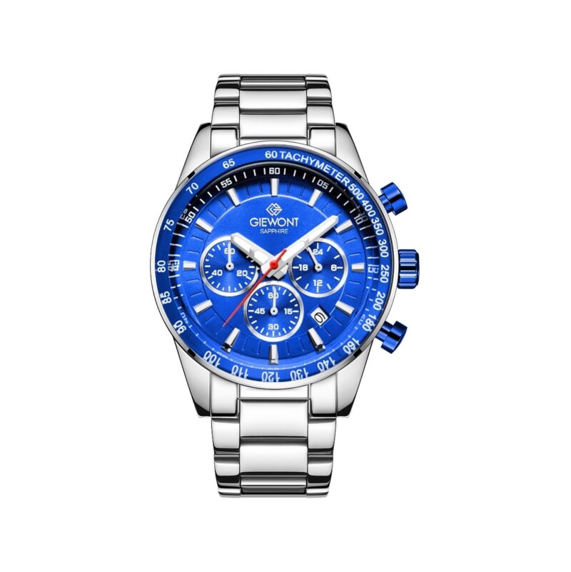 Zegarek Męski Giewont Chronograph Sapphire Srebrno Niebieski GW9140-B3