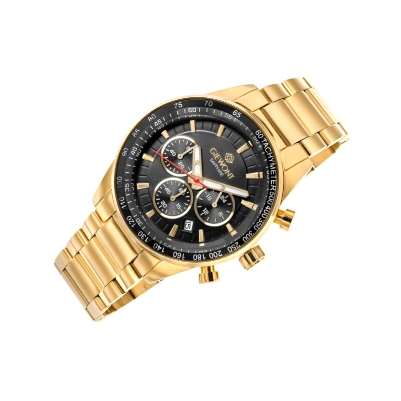 Zegarek Męski Giewont Chronograph Sapphire Złoto Czarny GW9140-B4