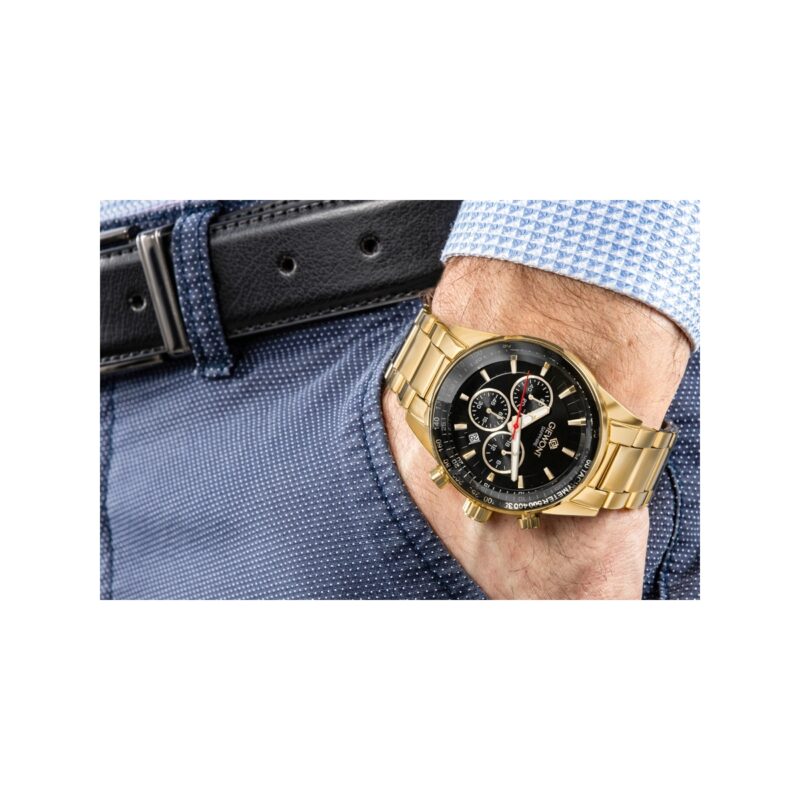 Zegarek Męski Giewont Chronograph Sapphire Złoto Czarny GW9140-B4