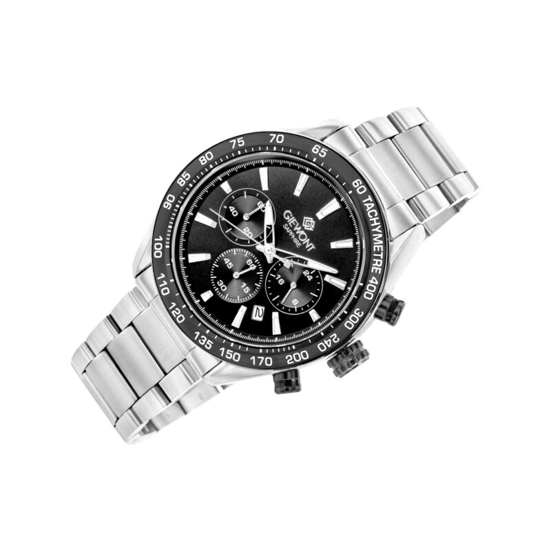 Zegarek Męski Giewont Chronograph Sapphire Srebrno Czarny GW9580-B1