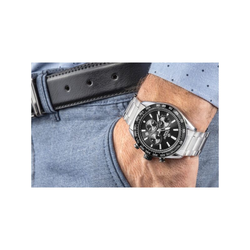 Zegarek Męski Giewont Chronograph Sapphire Srebrno Czarny GW9580-B1