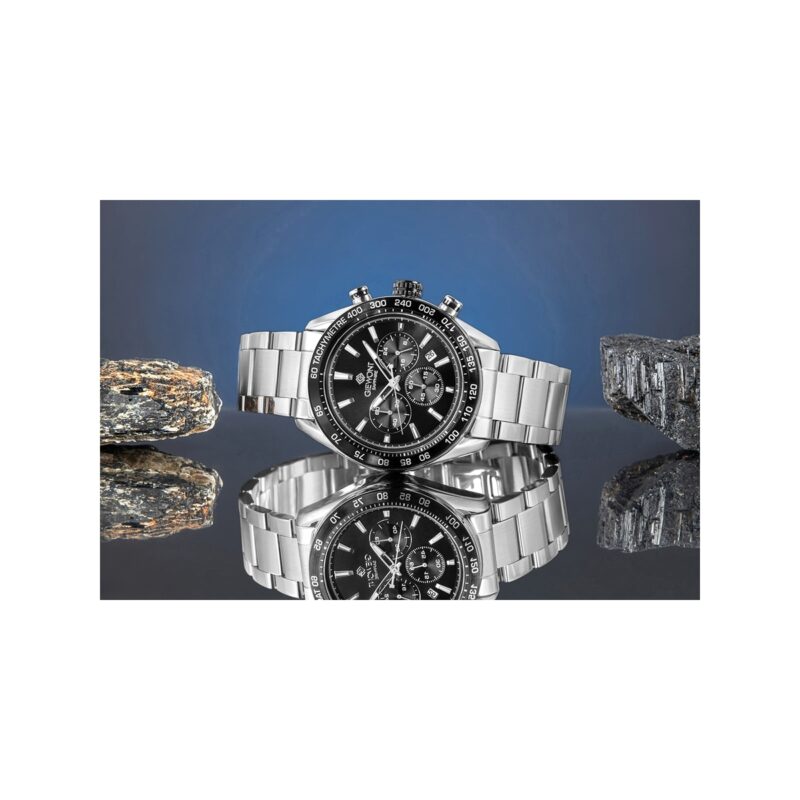 Zegarek Męski Giewont Chronograph Sapphire Srebrno Czarny GW9580-B1