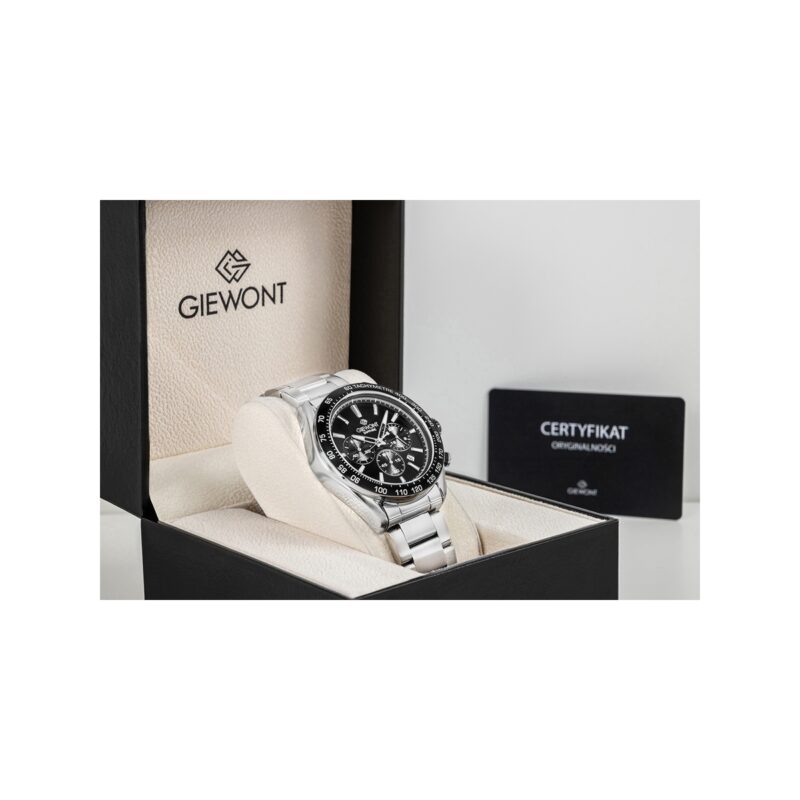 Zegarek Męski Giewont Chronograph Sapphire Srebrno Czarny GW9580-B1
