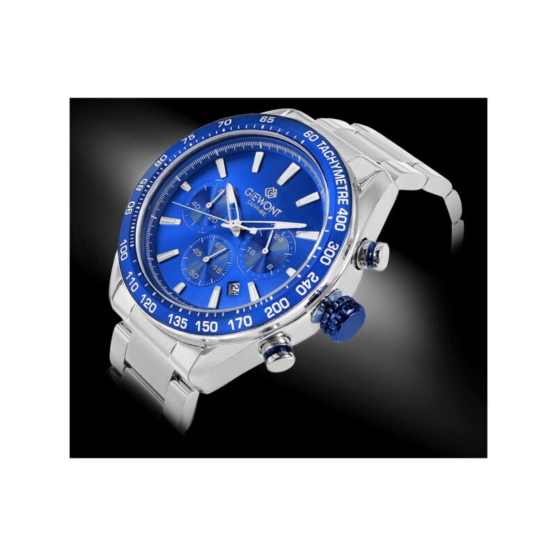 Zegarek Męski Giewont Chronograph Sapphire Srebrno Niebieski GW9580-B3