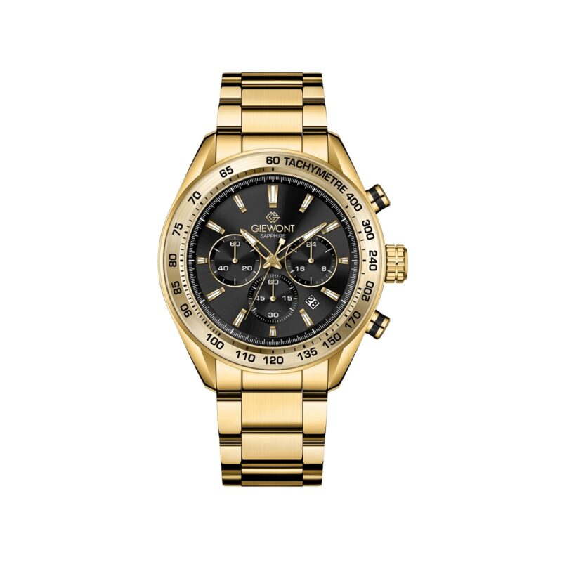 Zegarek Męski Giewont Chronograph Sapphire Złoto Czarny GW9580-B4