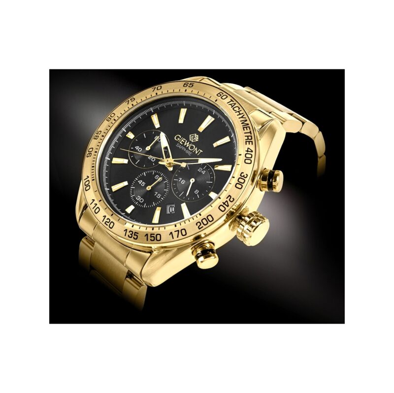 Zegarek Męski Giewont Chronograph Sapphire Złoto Czarny GW9580-B4
