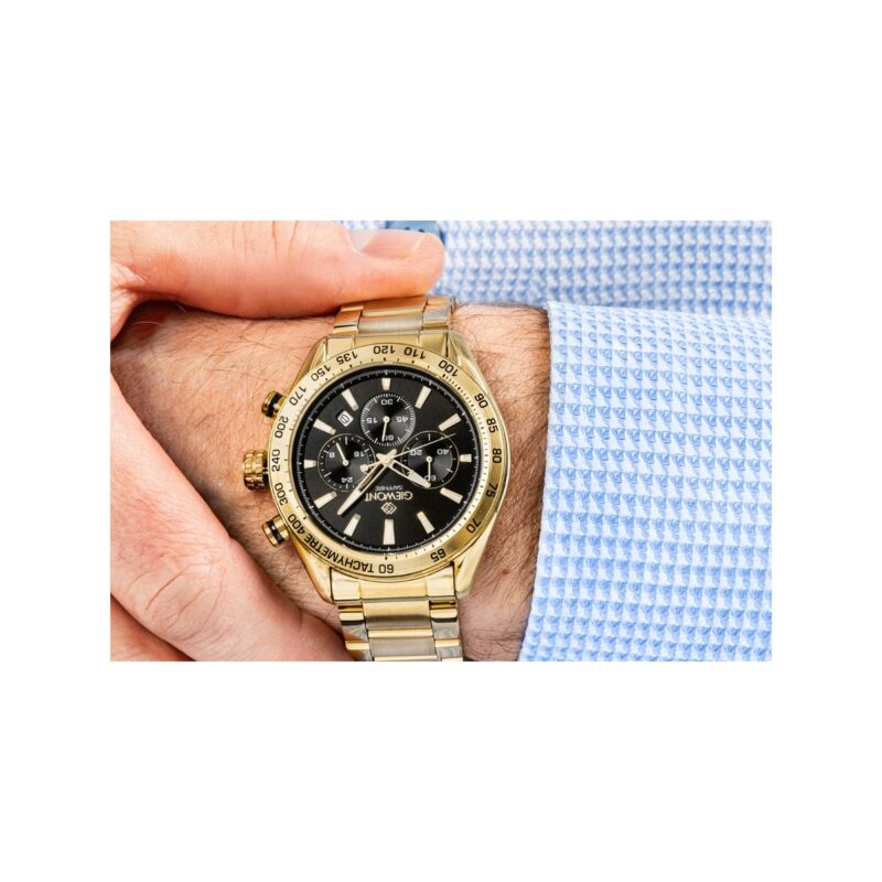 Zegarek Męski Giewont Chronograph Sapphire Złoto Czarny GW9580-B4