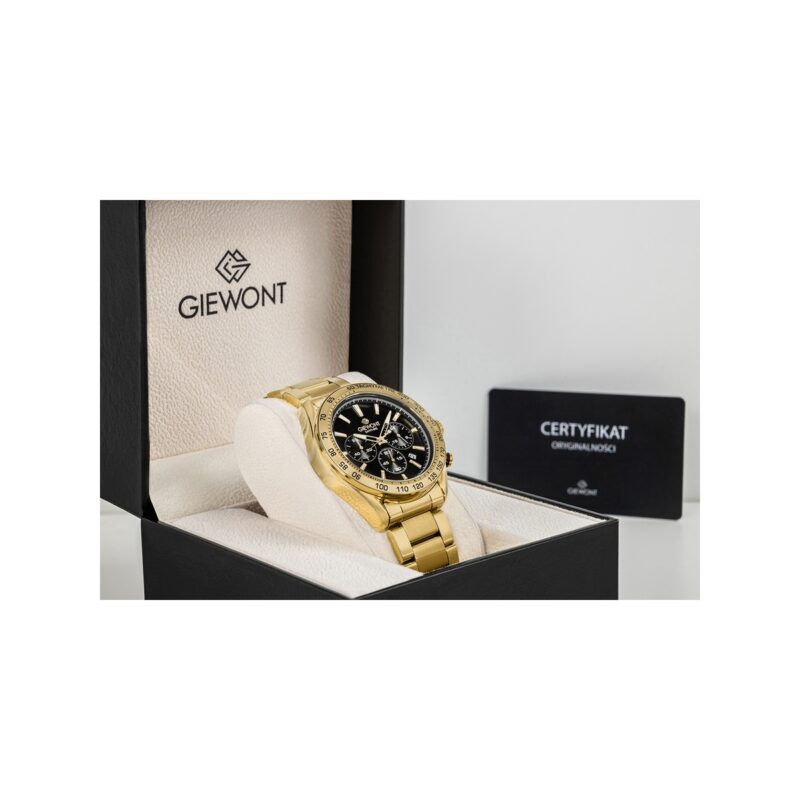 Zegarek Męski Giewont Chronograph Sapphire Złoto Czarny GW9580-B4