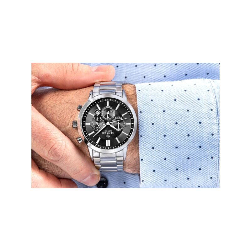 Zegarek Męski Giewont Chronograph Sapphire Srebrno Czarny GW8510-B1