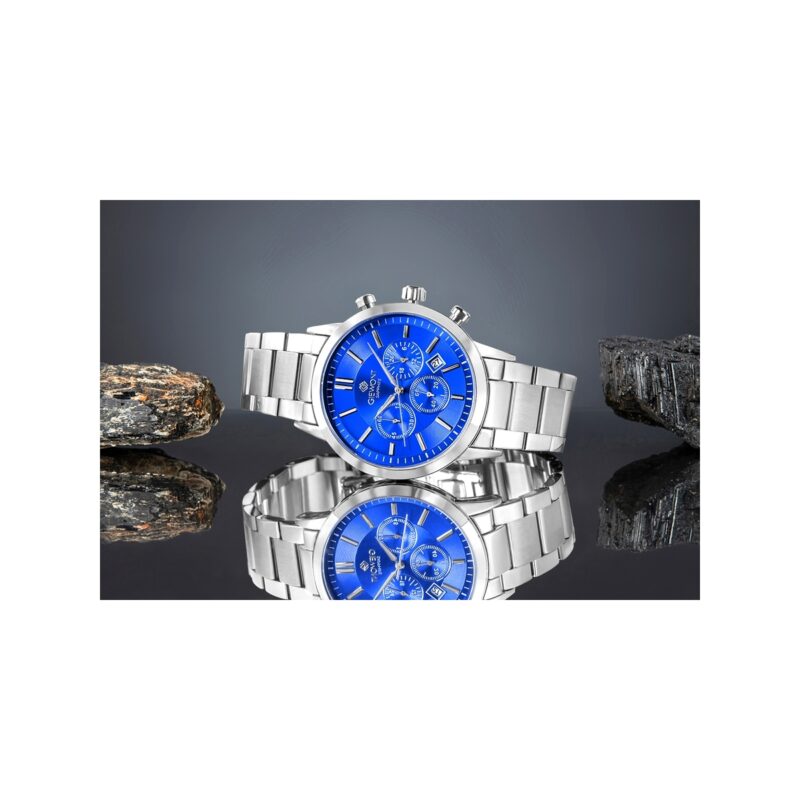 Zegarek Męski Giewont Chronograph Sapphire Srebrno Niebieski GW8510-B3