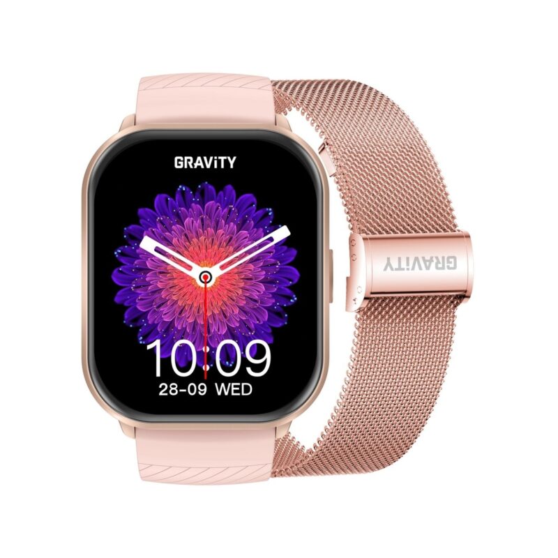 Smartwatch Gravity Różowy Pasek + Bransoleta GT43-1